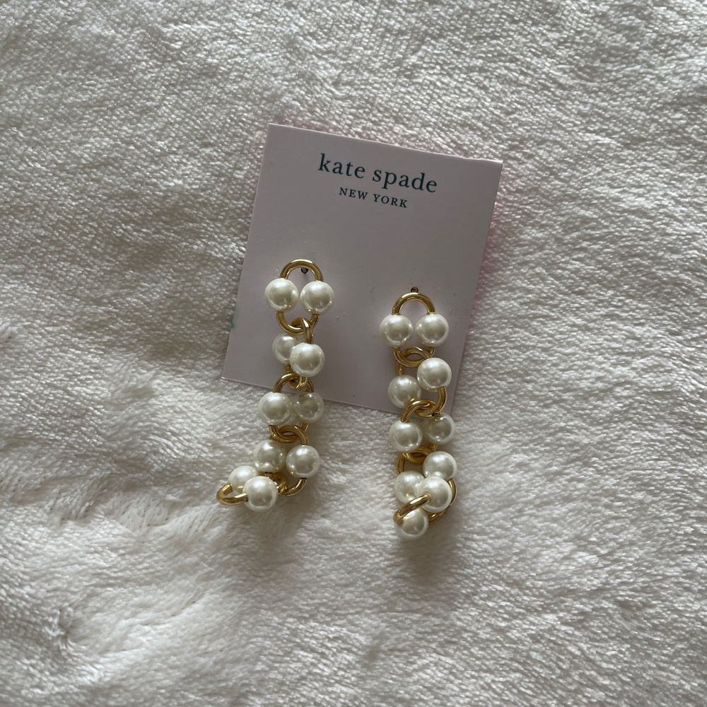 Kate Spade Gold Link pearl drop earrings